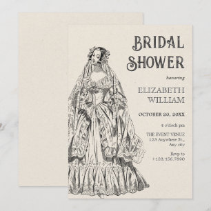 Invitation Vintage robe de mariée douche nuptiale