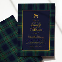 Vintage Rocking Horse Plaid Baby Shower