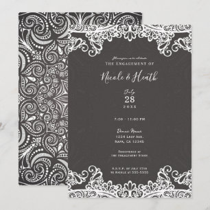 Invitation Vintage romantique Boho White Lace Fiançailles Bro