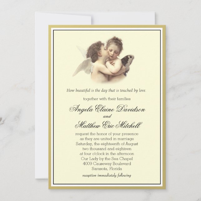 Invitation Vintage Romantique Premier Kiss (Devant)