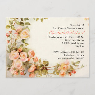 Invitation Vintage romantique rose mariage en couple douche