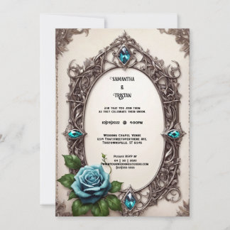 Invitation Vintage Rose Aquarelle bijoux Mariage