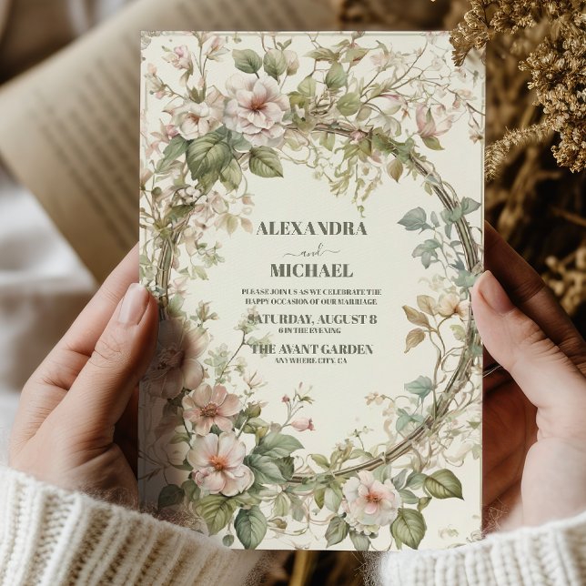 Invitation Vintage rose Floral Art Nouveau Mariage (Créateur téléchargé)