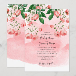 Invitation Vintage Rose rose fleuri Mariage botanique