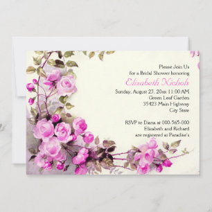 Invitation Vintage roses roses roses mariages douche nuptiale