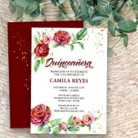 Vintage Rouge Roses Or Confetti Floral Quinceanera