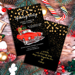Invitation Vintage Rouge Vieux Noël
