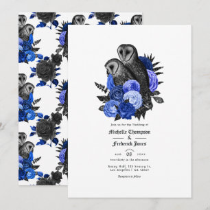 Invitation Vintage Royal Blue Owls Mariage gothique