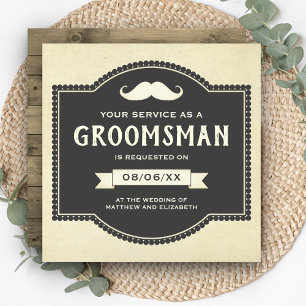 Invitation Vintage Russe Moustache Groomsman Demande