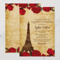 Vintage Russe Rose Tour Eiffel Quinceañera