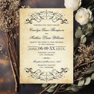 Invitation Vintage Rustic Black Flourish Mariage