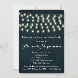 Invitation Vintage Rustic String Lights Graduation Party