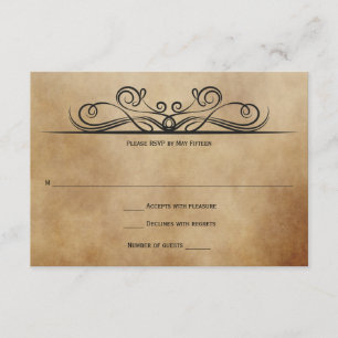 Invitation Vintage Rustique Brown avec rouleaux noirs RSVP