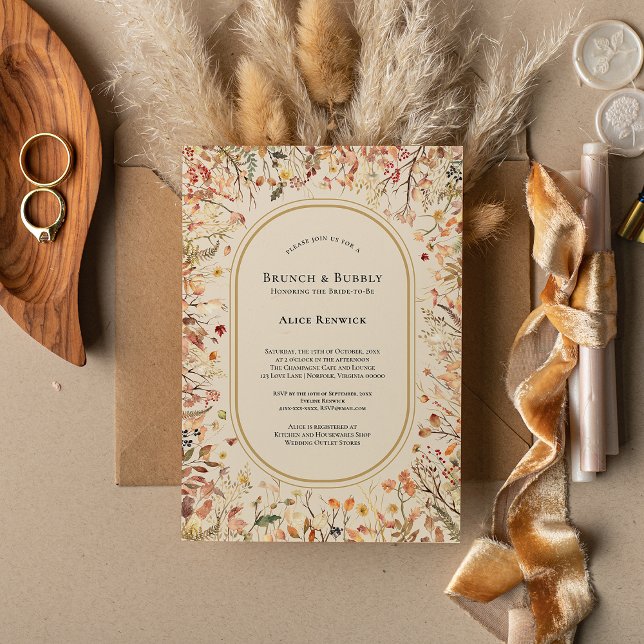 Invitation Vintage Rustique Chute Beige Mariage Brunch nuptia (Créateur téléchargé)
