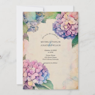 Invitation Vintage Rustique Pastel Hydrangea Flower