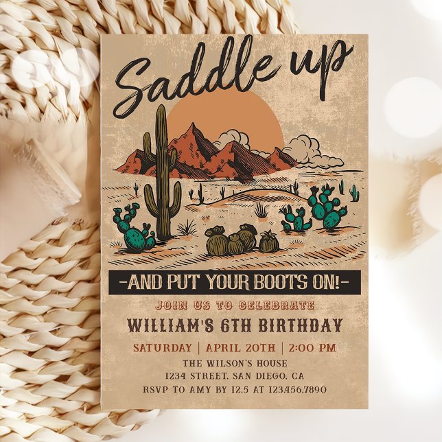 Invitation Vintage Saddup Western Cowboy fête d'anniversaire (Créateur téléchargé)