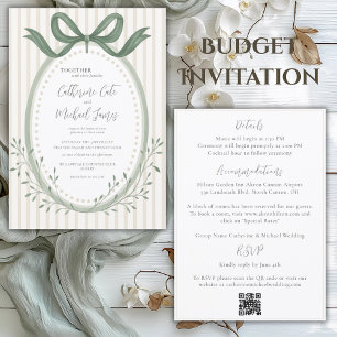 Invitation Vintage Sage Green Elegant Mariage Budget