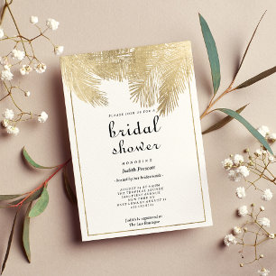 Invitation Vintage script blanc or Fête des mariées florale