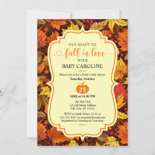Invitation Vintage Script Maple Feuilles Baby shower d'automn