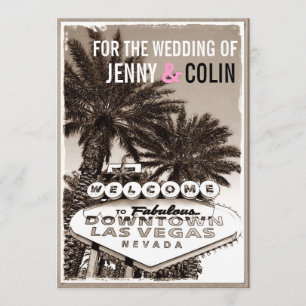 Invitation Vintage Sepia Las Vegas Mariage moderne invite