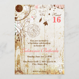 Invitation Vintage Shabby Chic Floral pour un Swee