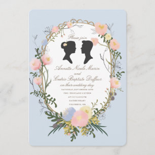 Invitation Vintage Silhouette Ressort Mariage Floral