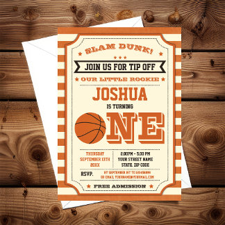 Invitation Vintage Slam Dunk 1er billet d'anniversaire