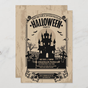 Invitation Vintage Spooktacular Haunular House Halloween Part