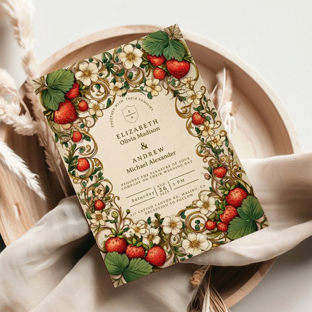 Invitation Vintage Strawberry Garden Wedding (Créateur téléchargé)