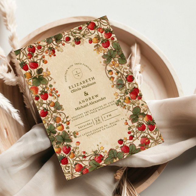 Invitation Vintage Strawberry Garden Wedding (Créateur téléchargé)