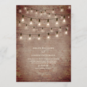 Invitation Vintage String Light Industrial Brick Virtual