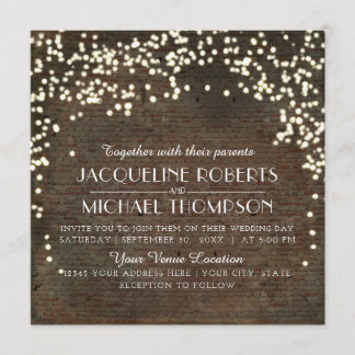 Invitation Vintage String Lights Industrial Warehouse Brick