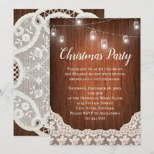 Invitation Vintage String Lights Mason Jar Noël fête