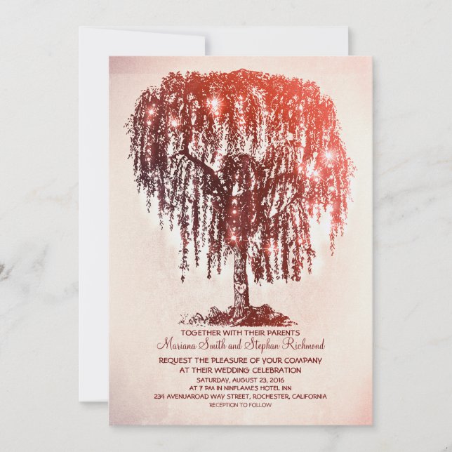 Invitation Vintage String Lights Tree Rustic Wedding Invite (Devant)