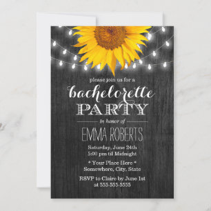 Invitation Vintage Sunflower String Lumières Bachelortie