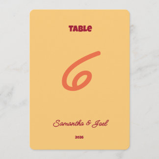 Invitation Vintage Sunset Retro Wedding Table Number