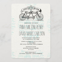 Vintage Tandem Coeurs de bicyclette Mariage de typ