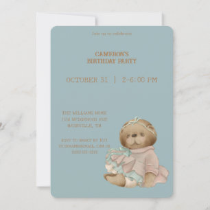 Invitation Vintage Teddy Bear Anniversaire
