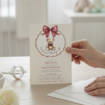 Vintage Teddy Bear Bow Baby Shower