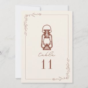 Invitation Vintage Terracotta Lanterne Mariage Numéro de tabl