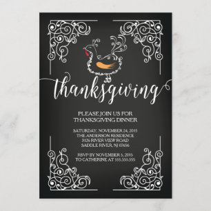 Invitation vintage Thanksgiving Diner Party