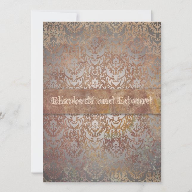 Invitation Vintage Toscan Damask Élégance italienne (Devant)