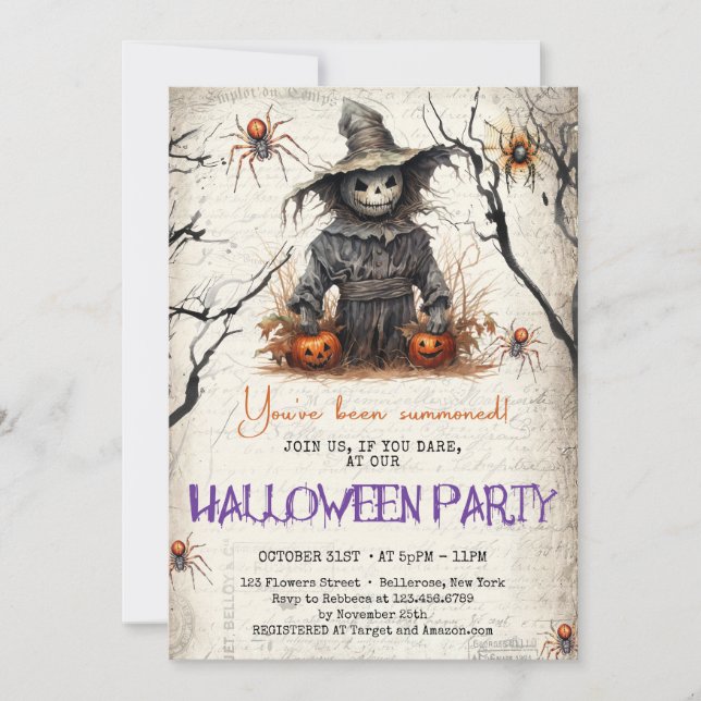 Invitation Vintage tradition classique Écart d'Halloween (Devant)