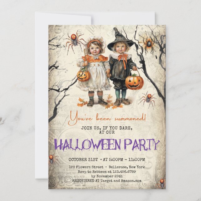Invitation Vintage tradition classique Halloween costume pour (Devant)