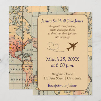Invitation Vintage, Travel Themed Wedding Invite