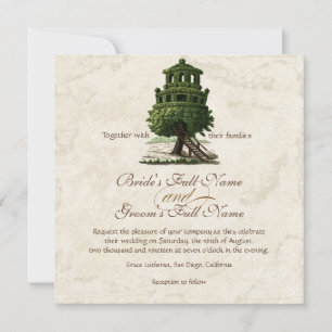 Invitation Vintage Tree House Amusant Parchemin ancien Mariag