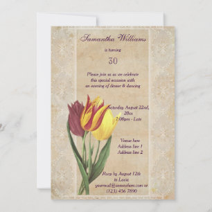 Invitation Vintage Tulips & Lilies 30e anniversaire