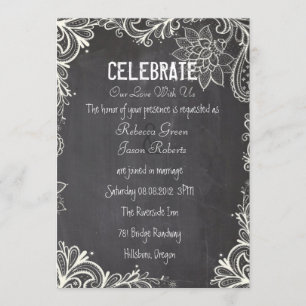 Invitation vintage typographie fleurit Mariage de tableau de