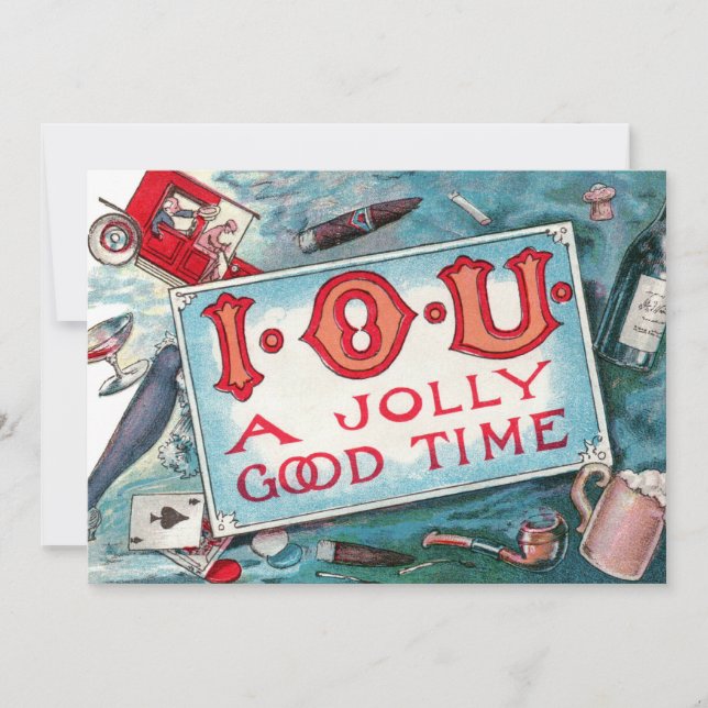 Invitation Vintage Vices Party, Jeu Boire Fumer (Devant)