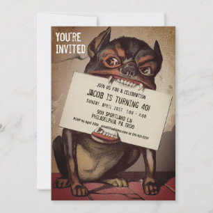 Invitation Vintage Victorian Style Chien Personnalisable Part